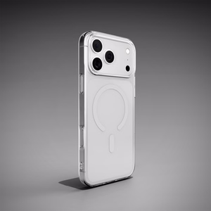 Puro Lite Mag TPU+PC viedtālruņa apvalks saderīgs ar MagSafe iPhone 17 Pro Max - caurspīdīgs ar baltu gredzenu