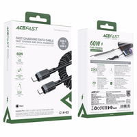 Acefast C14-03 USB-C - USB-C atsperu kabelis 480Mb/s 3A 1,2 m - melns