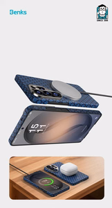 Benks Magnetic Armor Air Armor Grid Kevlar Maciņš Metal Frame 600D (A049) for Samsung Galaxy S26 Plus zils