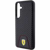 Ferrari Carbon Stitched Bottom viedtālruņa apvalks Samsung Galaxy S24+ - melns