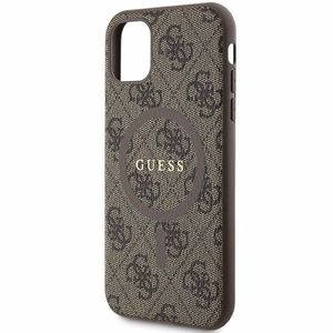 Guess GUHMN61G4GFRW iPhone 11 6.1" / Xr brūns/brūns cietais apvalks 4G kolekcija ādas metāla logotips Magnētiskais