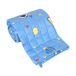PREMIUM kokvilnas smagā sensorā sega bērniem, 100 x 150 cm, 3 kg, kosmosa raksts