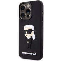 Karl Lagerfeld KLHCP14L3DRKINK iPhone 14 Pro 6.1" Kietais apvalks (m) - melns (m) Rubber Ikonik 3D