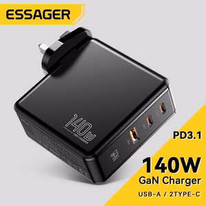 Lādētājs Essager GaN Journey melns 140W (2xPD / QC3.0)