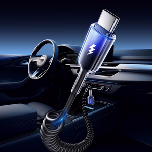 Joyroom S-A43 Crystal-Clear Series 3A USB-A - USB-C spirālveida kabelis 1,5 m - melns