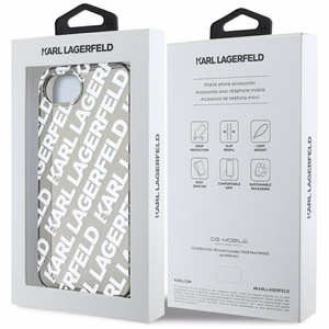 Karl Lagerfeld IML atkārtotā logotipa viedtālruņa apvalks iPhone 16e - sudrabains