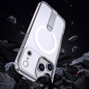 Hybrid Armor X Case for iPhone 17 Pro with Stand, Compatible with MagSafe - Transparent