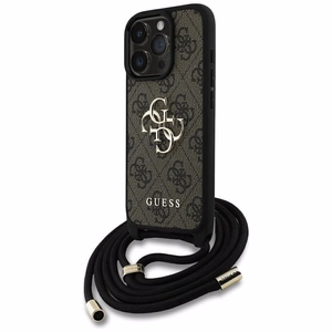 Guess 4G Big Logo Cord Stap viedtālruņa apvalks iPhone 16 Pro Max - brūns