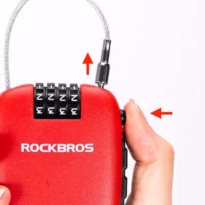 Rockbros 32420981001 velosipēda slēdzene ar ievelkamu trosi, sarkana