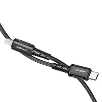 Acefast C1-01 Lightning - USB-C MFi PD kabelis 30W 3A 480Mb/s 1.2m - melns