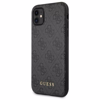 Guess GUHCN61G4GFGR iPhone 11 / Xr 6,1"pelēks/pelēks hard maciņš 4G Metal Gold Logo