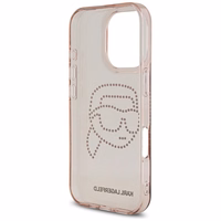 Karl Lagerfeld IML Rhinestones Karl Head apvalks iPhone 16 Pro rozā
