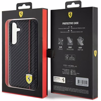 Ferrari Carbon Printed Line viedtālruņa apvalks Samsung Galaxy S24+ - melns
