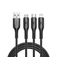 WiWU - Starlink sērijas datu kabelis Wi-045E 3in1 USB A uz USB C, Micro USB, Lightning 3,1A 1m - melns
