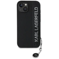 Karl Lagerfeld Saffiano Rhinestones & Charm viedtālruņa apvalks iPhone 15 / 14 / 13 - melns