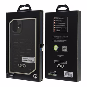 Audi Sintētiskās ādas Magnētiskais iPhone 16 Plus 6.7" melns/melns cietais apvalks AU-TPUPCMIP16M-GT/D3-BK