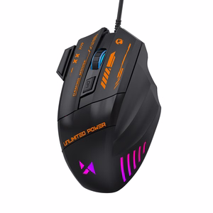 Wozinsky WMGK-1179W vadu optiskā spēļu pele, 7200 DPI, ar apgaismojumu, melna