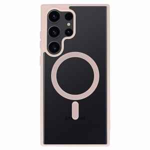 Akrila krāsains magnētiskais viedtālruņa apvalks Samsung Galaxy S25 Ultra gaiši rozā