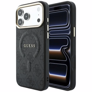 Guess Embossed 4G Classic MagSafe maciņš iPhone 17 Pro Max / 18 Pro Max, melns