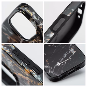 Case for iPhone 15 PRO MAX Forcell F-Protect Mirage compatible with Magsafe Military Drop-Test black marble