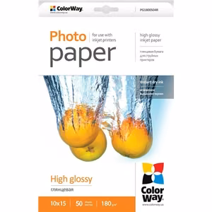 ColorWay – ļoti glancēts fotopapīrs, 180 g/m², 10 × 15 cm