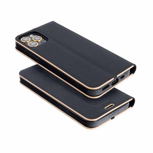 LUNA Book Gold viedtālruņa apvalks IPHONE 15 Pro melns