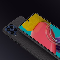 Nillkin Teksturēts apvalks izturīgs pastiprināts apvalks ar gēla rāmi un neilona aizmuguri Samsung Galaxy M53 5G melns