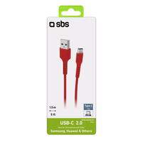 SBS TECABLEMICROC15R USB-A - USB-C kabelis 1.5 m - sarkans