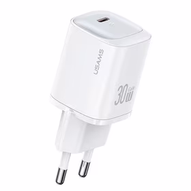USAMS Tīkla lādētājs CC251 30W GaN USB-C Fast Charging HC Series balts CC251TC02