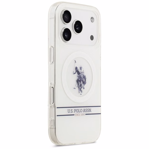US Polo DH un apakšējās joslas logotips Magnētiskais apvalks iPhone 17 Pro - balts