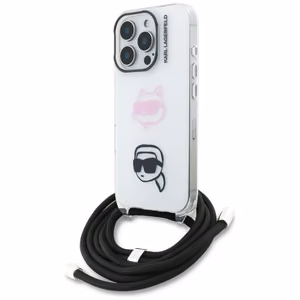 Karl Lagerfeld IML Crossbody Karl & Choupette Head Case for iPhone 16 Pro White