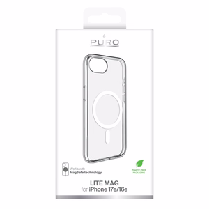 Puro TPU+PC viedtālruņa apvalks "LITE MAG" ar magnētisko iPhone 16E, caurspīdīgs