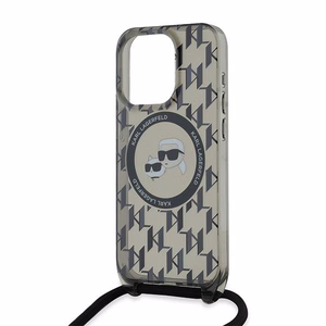 Karl Lagerfeld IML Crossbody Monogram Karl & Choupette Head Magnētiskais viedtālruņa apvalks iPhone 15 Pro - melns