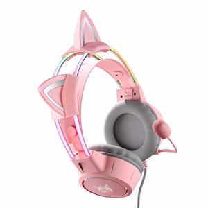 ONIKUMA X15Pro spēļu austiņas rozā/kaķu ausis