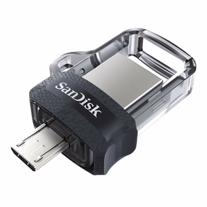SanDisk 173384 USB zibatmiņas disks 32 GB USB Type-A / Micro-USB melns, caurspīdīgs