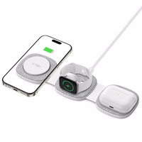 Tech-Protect QI15W-A32 3 vienā indukcijas lādētājs ar MagSafe viedtālrunim / Apple Watch / AirPods - pelēks