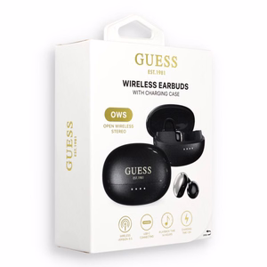 Bezvadu austiņas OWS Guess Metalic Finish Electropated Parts Classic Logo, melnas