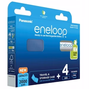 Uzlādējamas baterijas PANASONIC ENELOOP AA 2000 mAh 4 gab. + maciņš (BK-3MCDE/4CP+CASE)