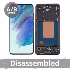 LCD displejs saderīgs ar Samsung S721 S24 FE ar rāmi / pelēks (sudrabs) / (9.5/10 izjaukts)