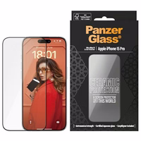PanzerGlass Ceramic Protection keramikas stikls ar pozicionētāju iPhone 15 Pro viedtālrunim