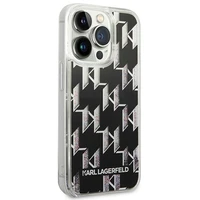 Karl Lagerfeld KLHCP14LLMNMK iPhone 14 Pro 6.1 cietais viedtālruņa apvalks melns šķidrs mirdzums Monogram