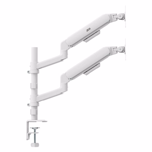 Ergo Office ER-692 W – divu monitoru turētājs ar gāzes atsperēm 17–32 collu ekrāniem, 1–10 kg uz katru, matēti balts
