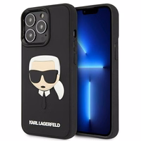 Karl Lagerfeld 3D gumijas Karla galvas apvalks iPhone 13 Pro / iPhone 13 - melns