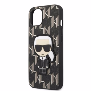 Karl Lagerfeld KLHCP13SPMNIKBK iPhone 13 mini 5.4" cietais apvalks melns/melns Monogramma Ikonik Plāksteris