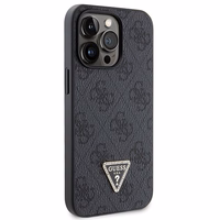 Guess GUHCP13LP4TDSCPK apvalks iPhone 13 Pro / 13 - melns krustenisks 4G metāla logotips