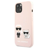 Karl Lagerfeld KLHCP13SSSKCI silikona viedtālruņa apvalks iPhone 13 mini 5,4" Karl & Choupette, gaiši rozā