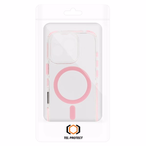Tel Protect Strap Clear Case for Iphone 15 Pro Max pink