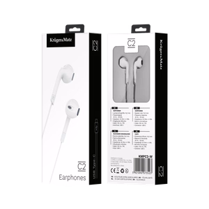 Kruger&Matz C2 USB-C ausīs ievietojamas austiņas ar mikrofonu, baltas