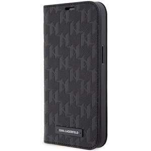 Karl Lagerfeld KLBKP14LSAKLHPK iPhone 14 Pro 6.1" grāmatas tipa apvalks melns Saffiano Monogram