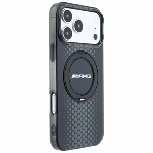 Mercedes AMG IML Double Layer Urban Line vāciņš modelim iPhone 18 Pro Max / 17 Pro Max, ar gredzenu-statīvu, saderīgs ar MagSafe – melns